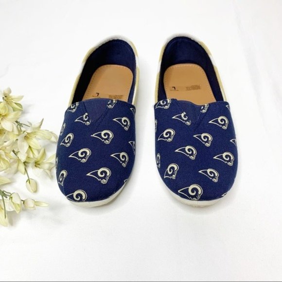 NFL Other - NFL RAMS - Los Angeles Rams Canvas Striped Slip On Shoe 9-10 Loafers Women’s